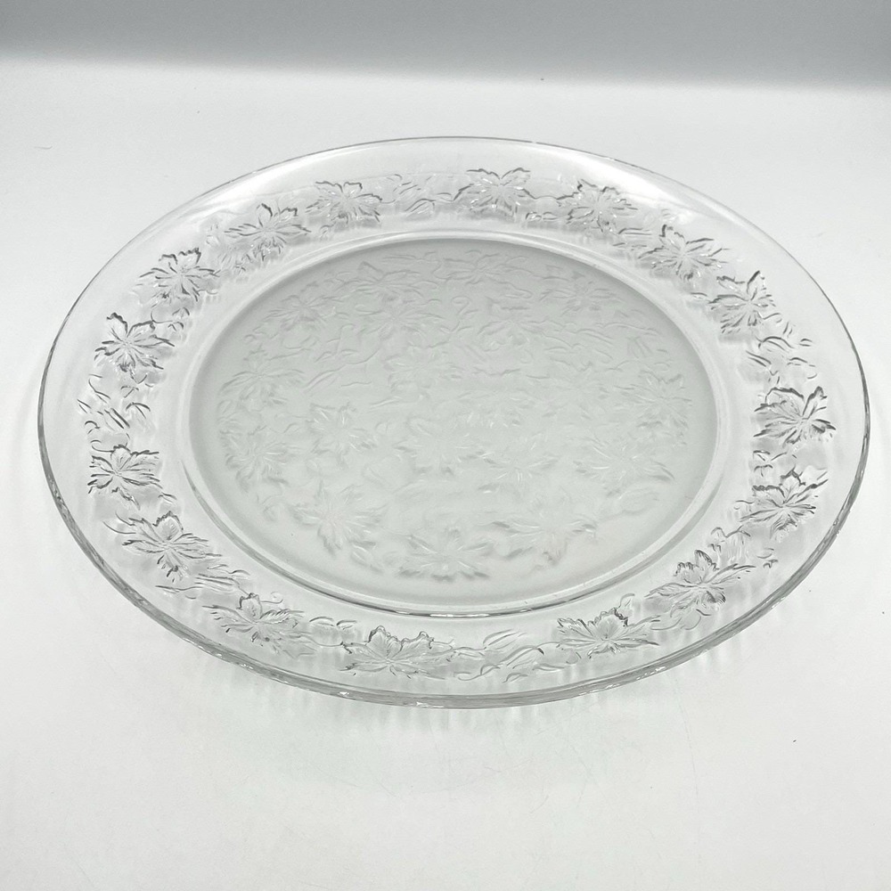 Vintage Princess House Fantasia Crystal Platter 13" Frosted Floral Serving Plate